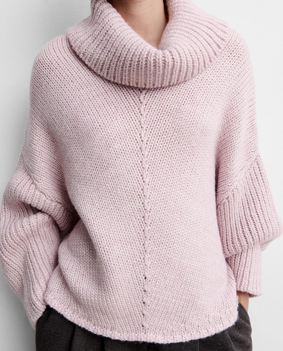 Jersey de mujer cuello vuelto - Simorra - Rosa Rosa-3