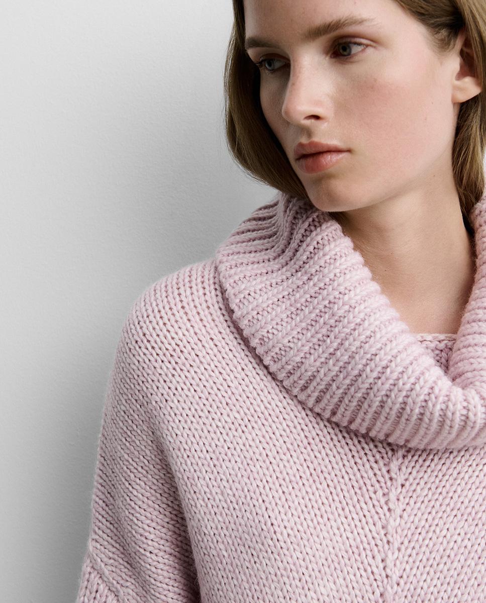Jersey de mujer cuello vuelto - Simorra - Rosa Rosa-4