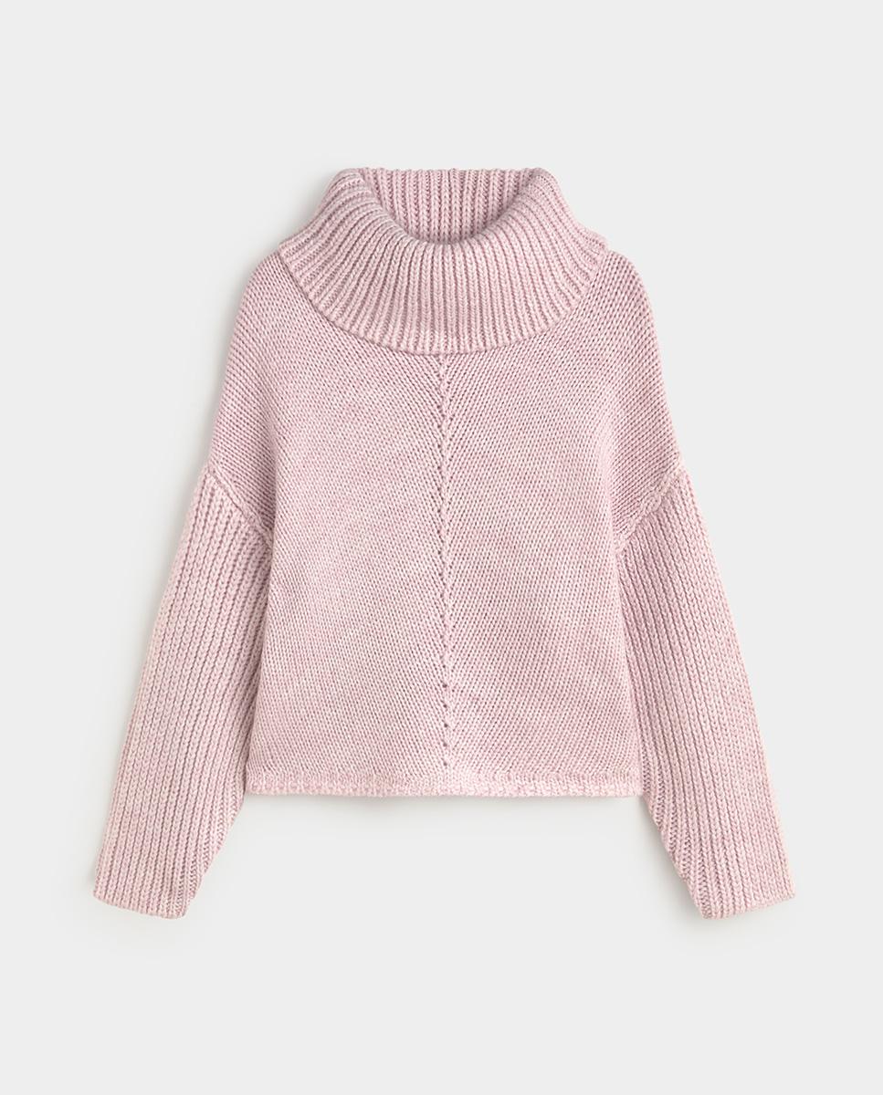 Jersey de mujer cuello vuelto - Simorra - Rosa Rosa-7
