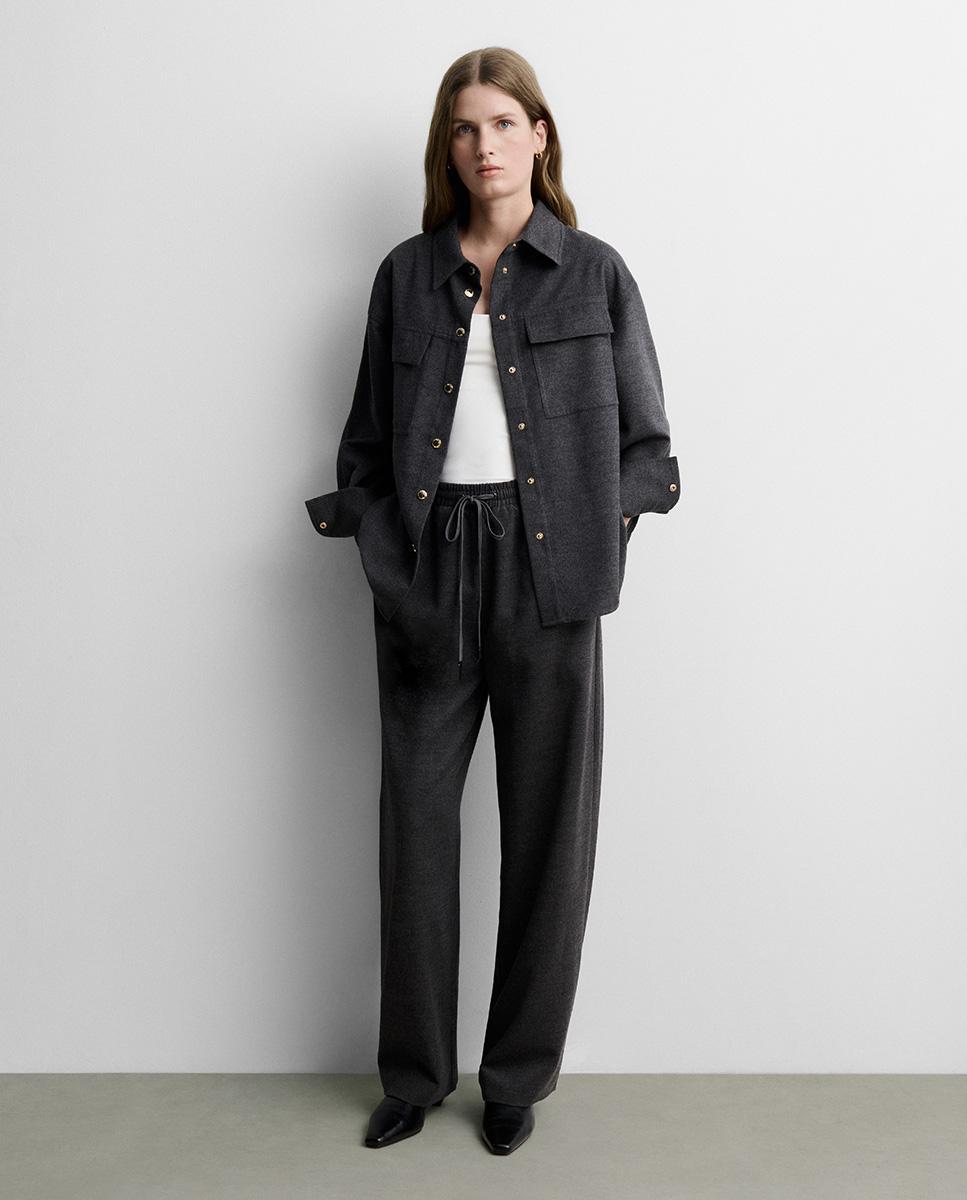 Jersey de mujer holgado escote pico - Simorra - Gris Gris-3