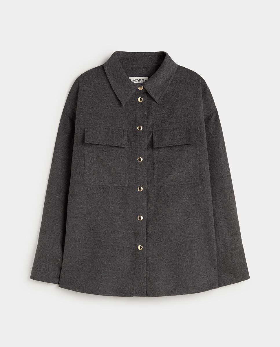 Jersey de mujer holgado escote pico - Simorra - Gris Gris-6