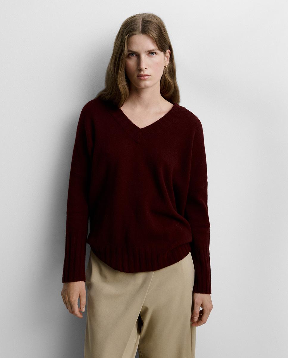 Jersey de mujer holgado escote pico - Simorra - Granate Granate-2