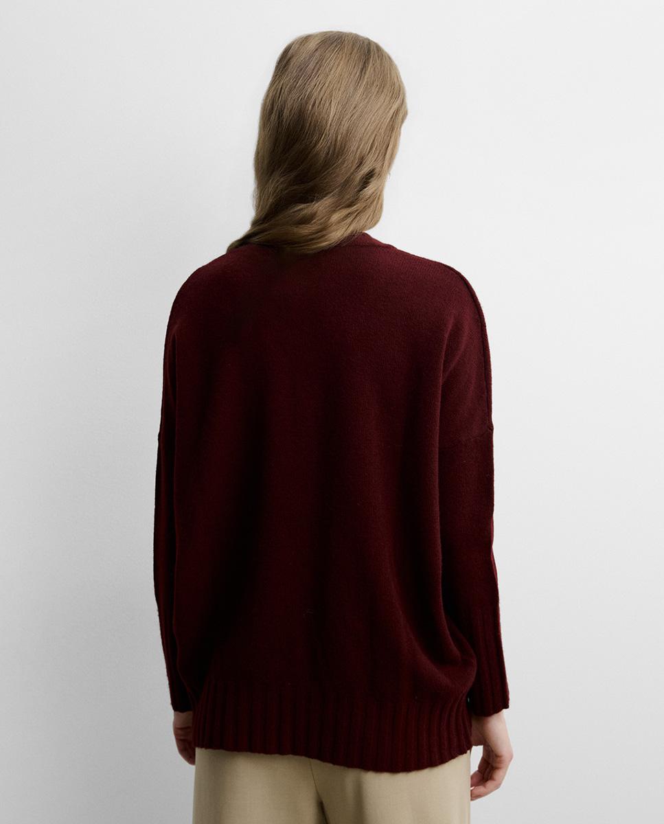 Jersey de mujer holgado escote pico - Simorra - Granate Granate-4