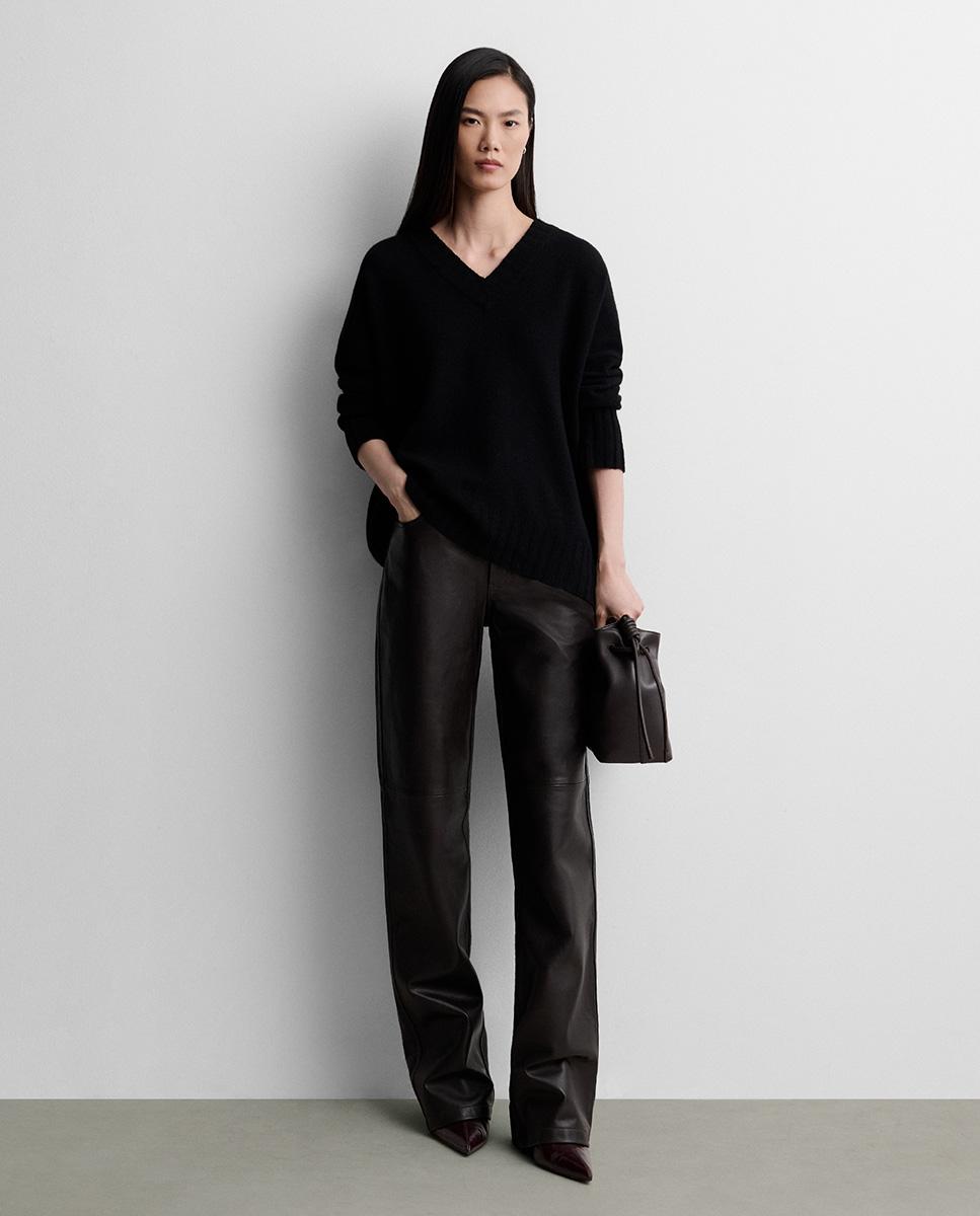 Jersey de mujer holgado escote pico - Simorra - Negro Negro-1
