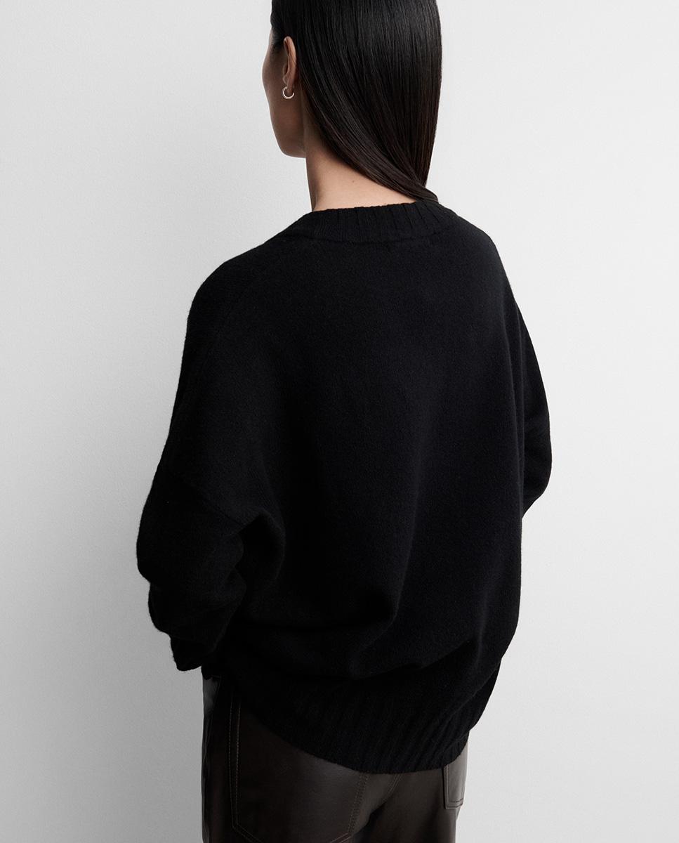 Jersey de mujer holgado escote pico - Simorra - Negro Negro-4