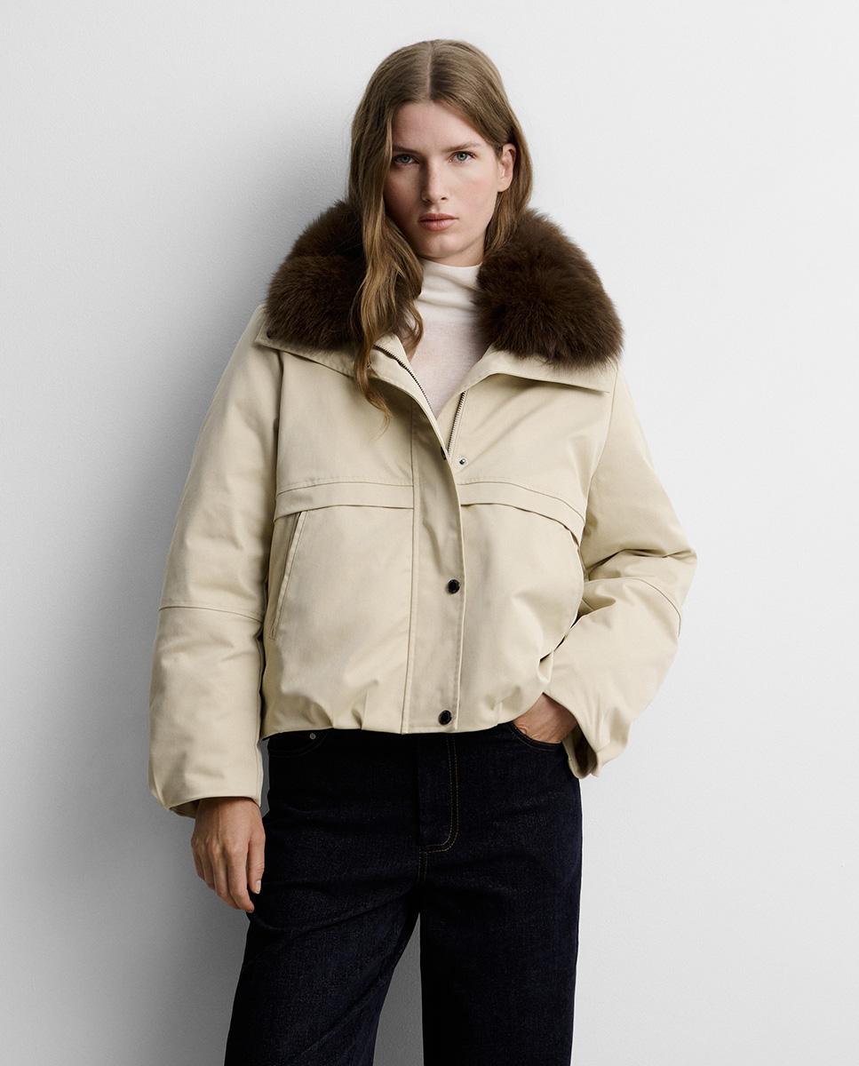 Parka de mujer corta cuello pelo - Simorra - Beige Beige-2