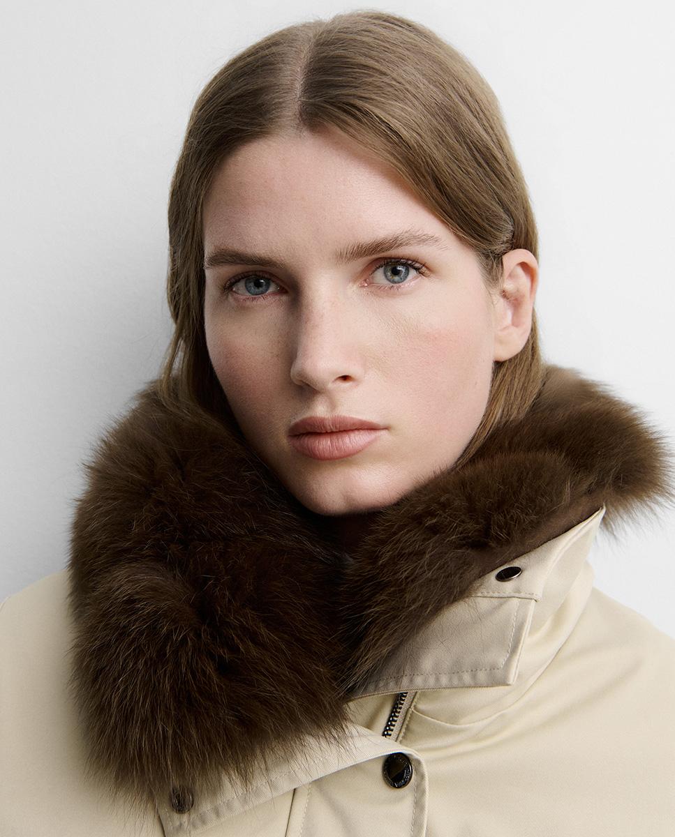 Parka de mujer corta cuello pelo - Simorra - Beige Beige-3