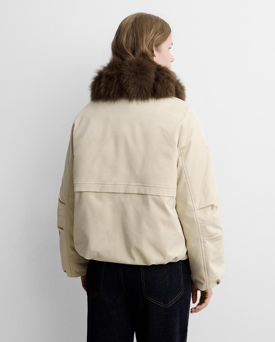 Parka de mujer corta cuello pelo - Simorra - Beige Beige-6