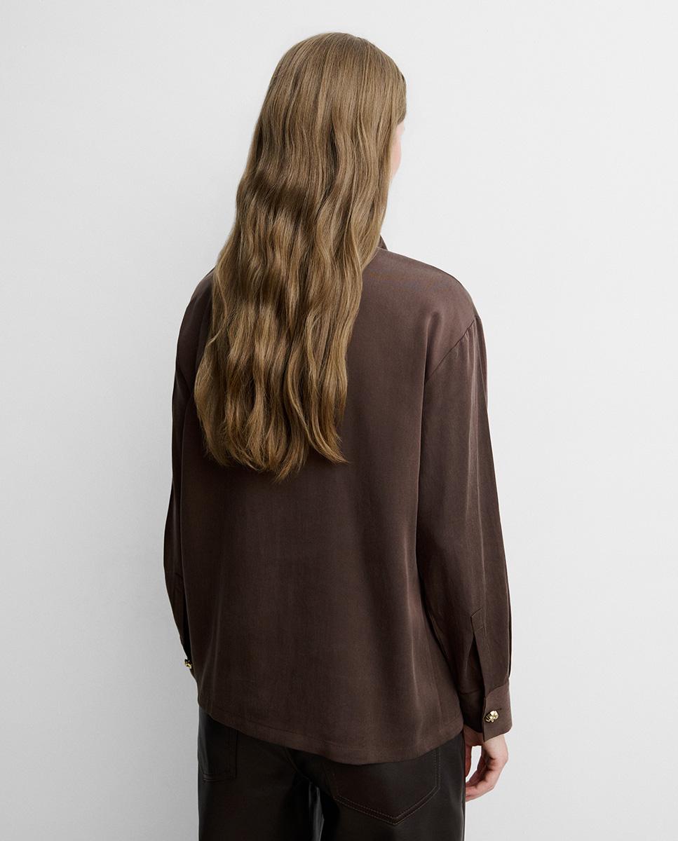 Blusa de mujer fluida lazada - Simorra - Marrón Marrón-5