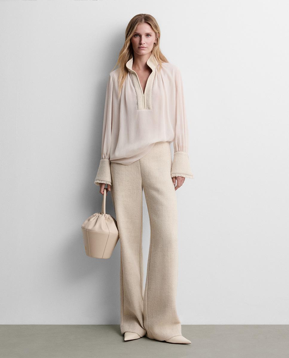 Blusa de mujer gasa bimateria - Simorra - Crudo Crudo-1