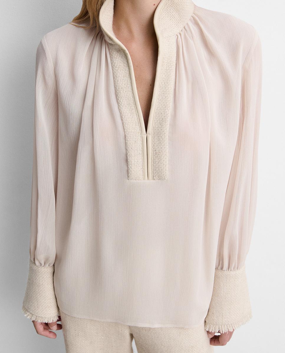 Blusa de mujer gasa bimateria - Simorra - Crudo Crudo-2