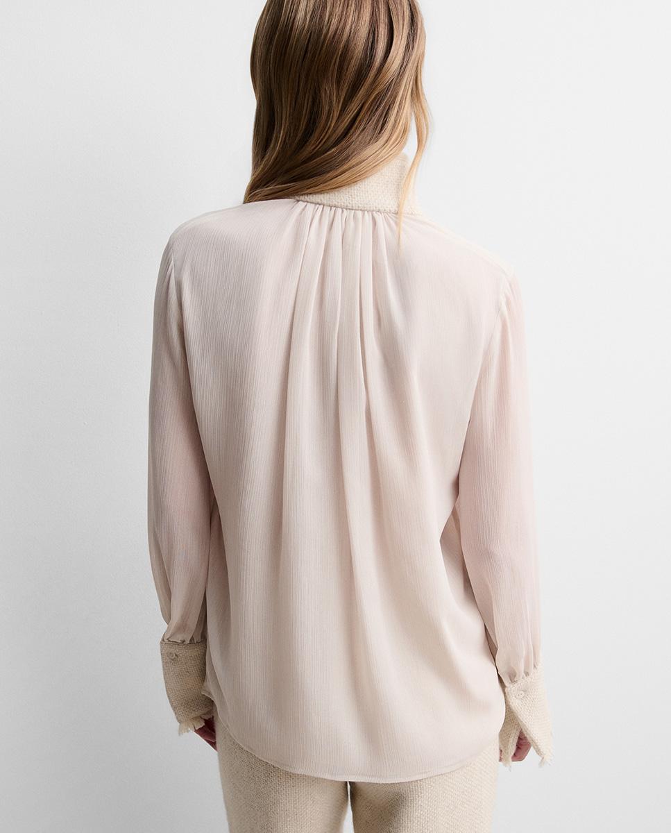 Blusa de mujer gasa bimateria - Simorra - Crudo Crudo-3