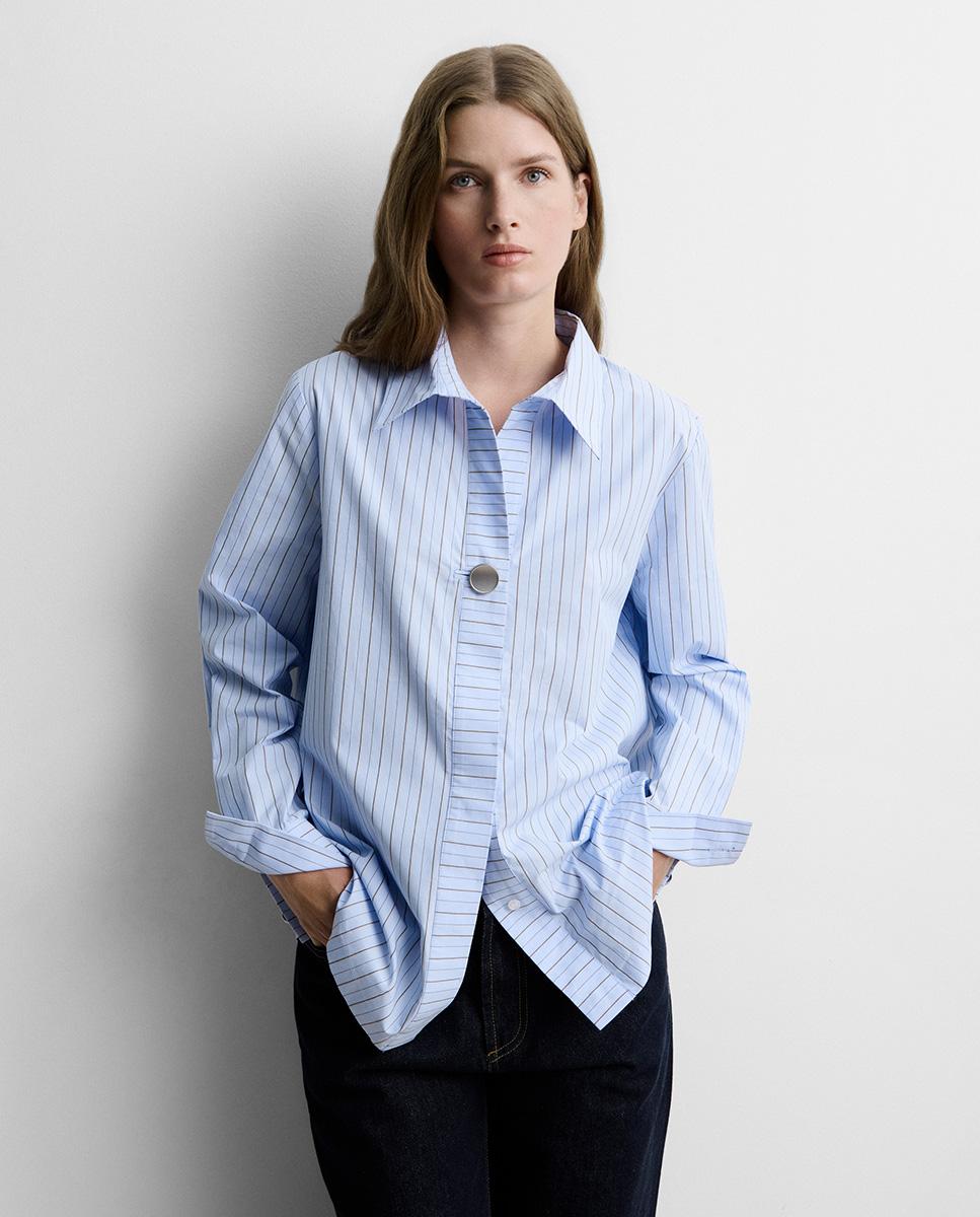 Camisa de mujer botón estampado rayas - Simorra - Azul Azul-2