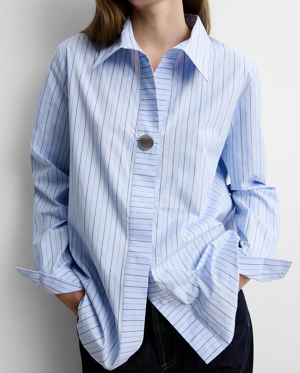 Camisa de mujer botón estampado rayas - Simorra - Azul Azul-3