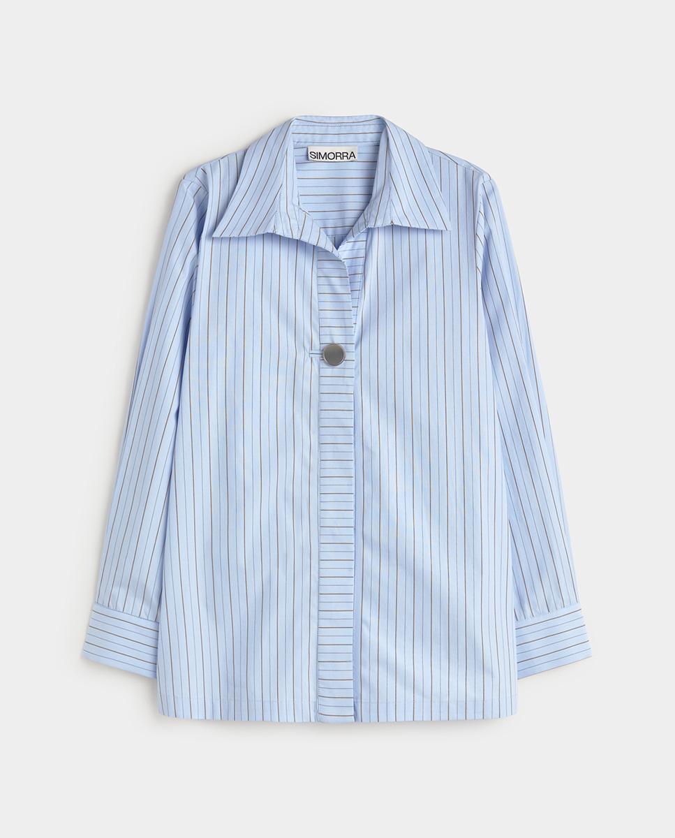 Camisa de mujer botón estampado rayas - Simorra - Azul Azul-5