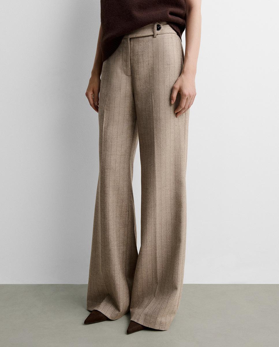 Pantalón de mujer espiga acampanado - Simorra - Beige Beige-4