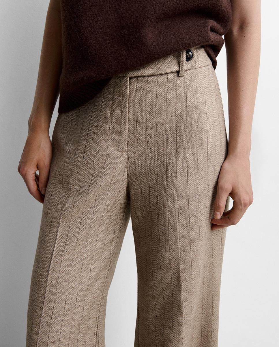 Pantalón de mujer espiga acampanado - Simorra - Beige Beige-5
