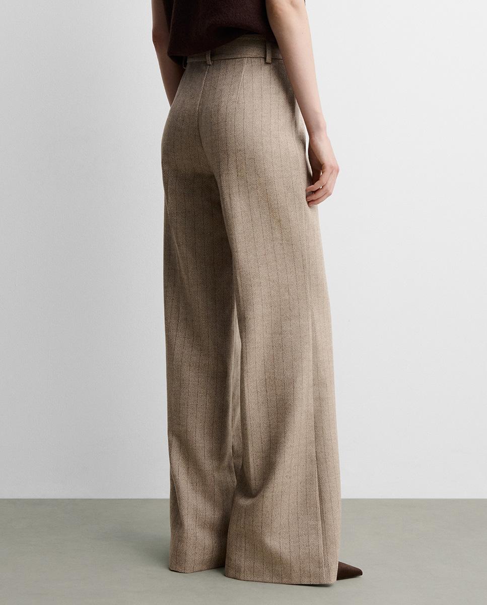 Pantalón de mujer espiga acampanado - Simorra - Beige Beige-6