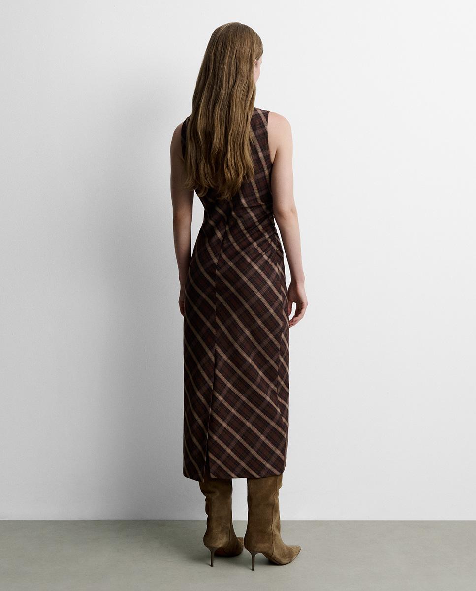 Vestido midi estampado cuadros sin mangas de cuello perkins - Simorra - Multicolor Multicolor-5