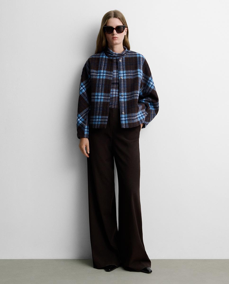 Chaqueta de mujer estampado cuadros - Simorra - Marrón Marrón-1