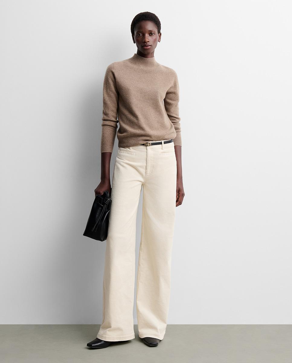 Pantalón de mujer recto pana - Simorra - Beige Beige-1