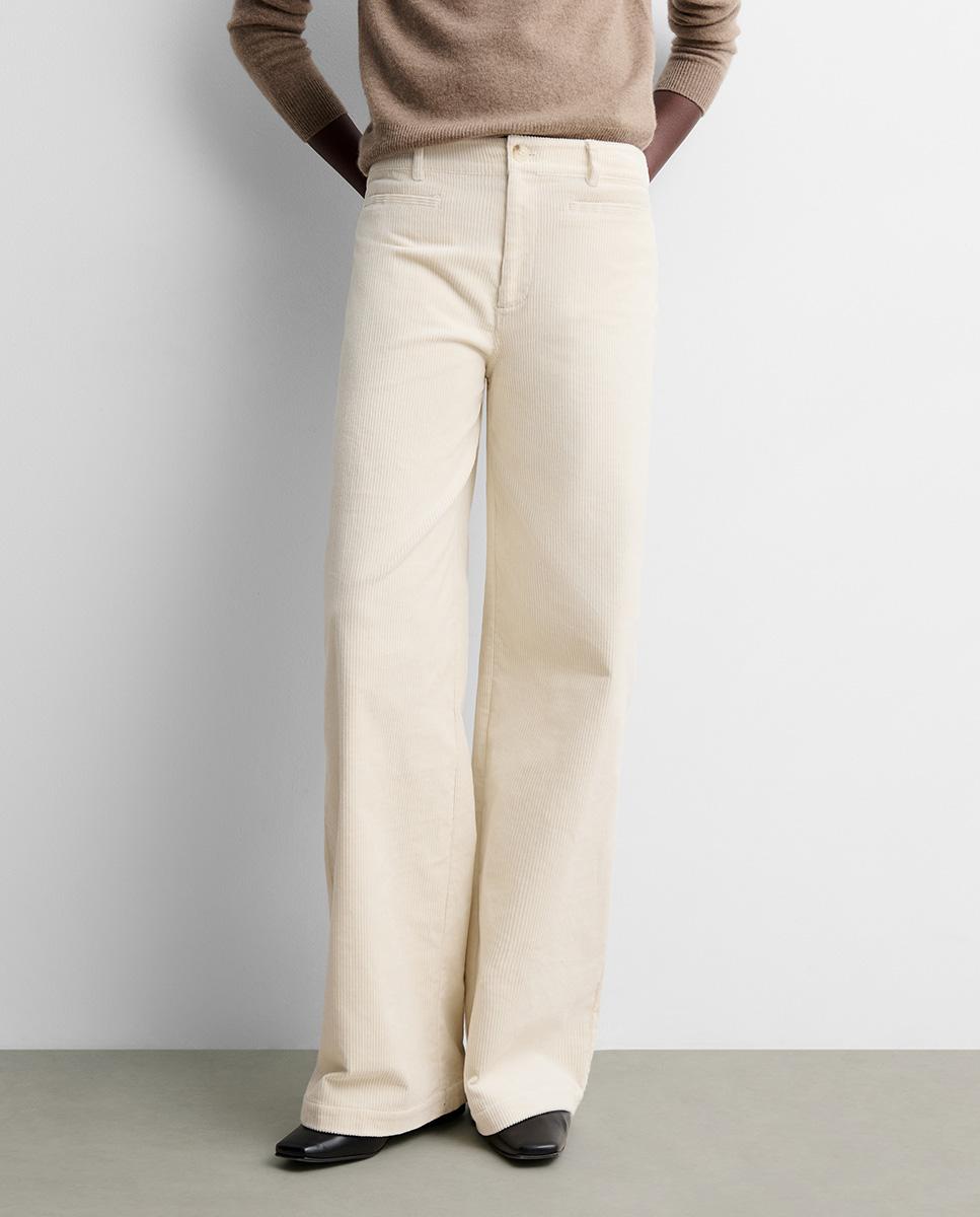 Pantalón de mujer recto pana - Simorra - Beige Beige-2