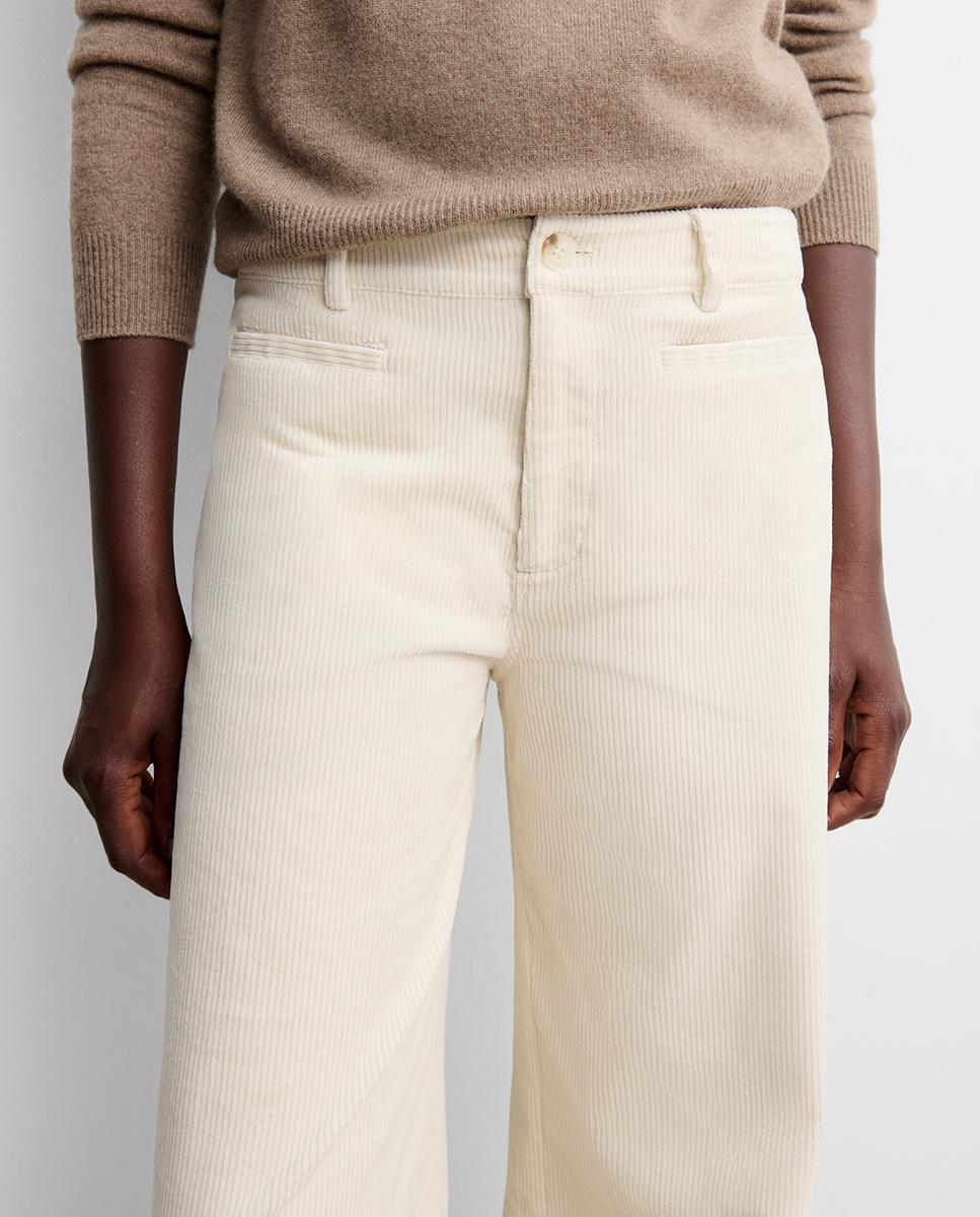 Pantalón de mujer recto pana - Simorra - Beige Beige-3