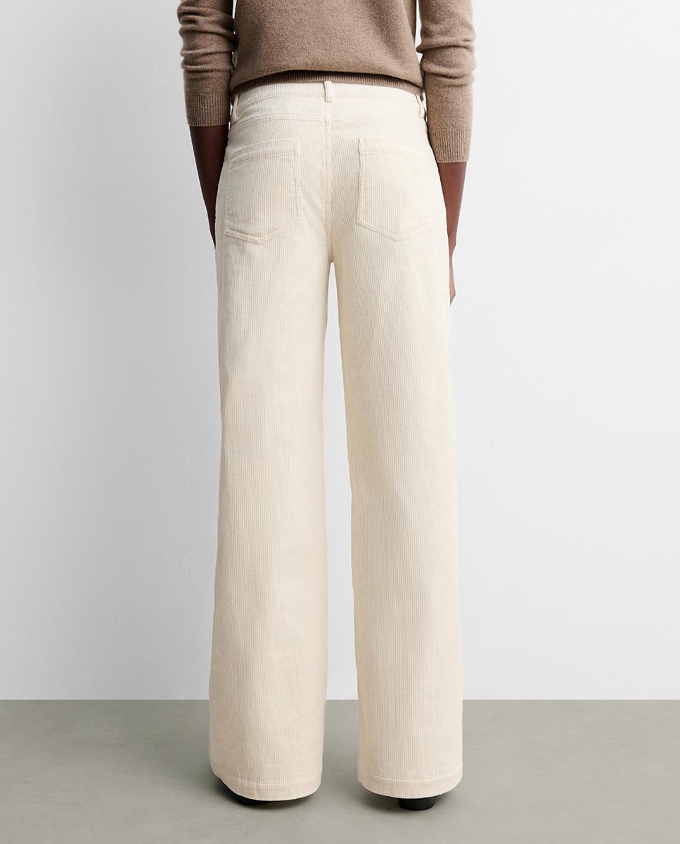 Pantalón de mujer recto pana - Simorra - Beige Beige-4
