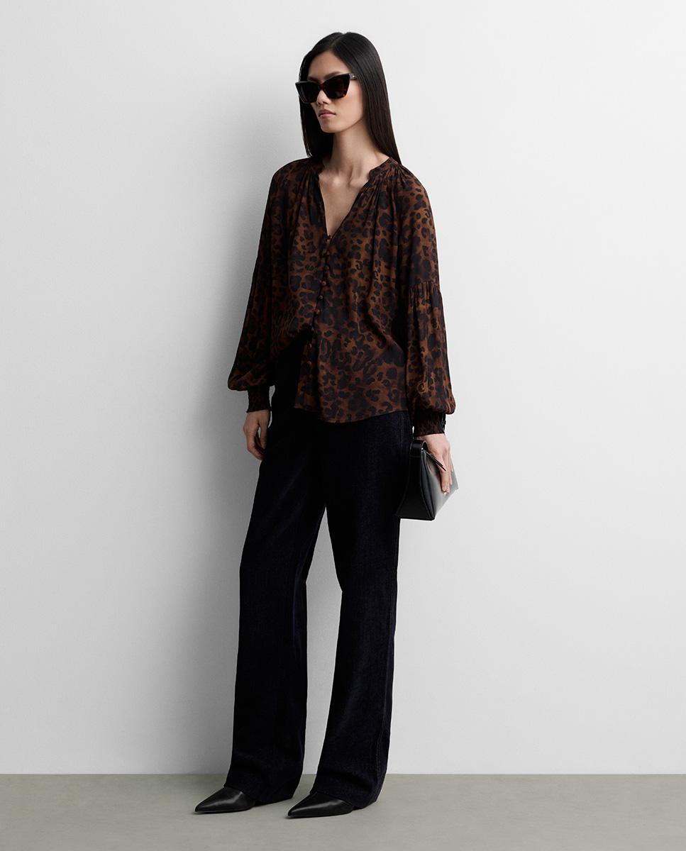 Blusa de mujer animal print - Simorra - Marrón Marrón-1