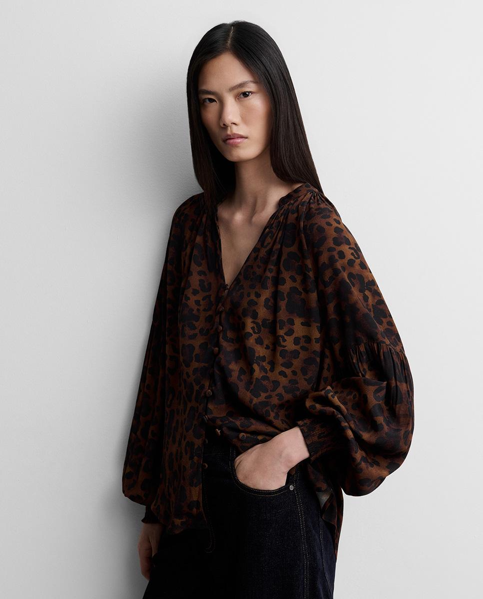 Blusa de mujer animal print - Simorra - Marrón Marrón-2
