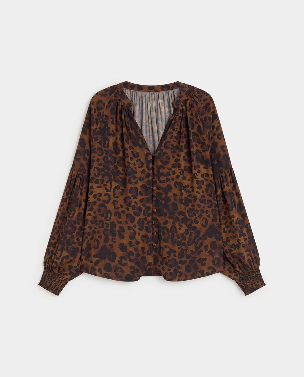 Blusa de mujer animal print - Simorra - Marrón Marrón-5