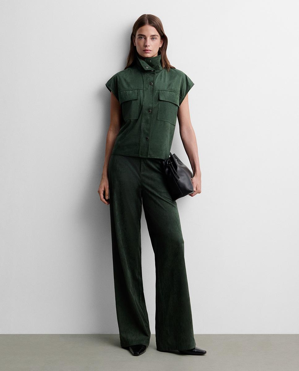 Pantalón de mujer recto antelina - Simorra - Verde Verde-2