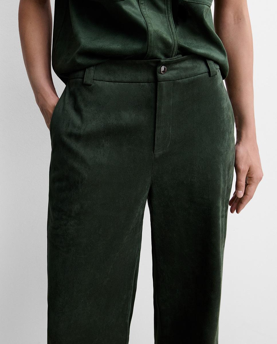 Pantalón de mujer recto antelina - Simorra - Verde Verde-4