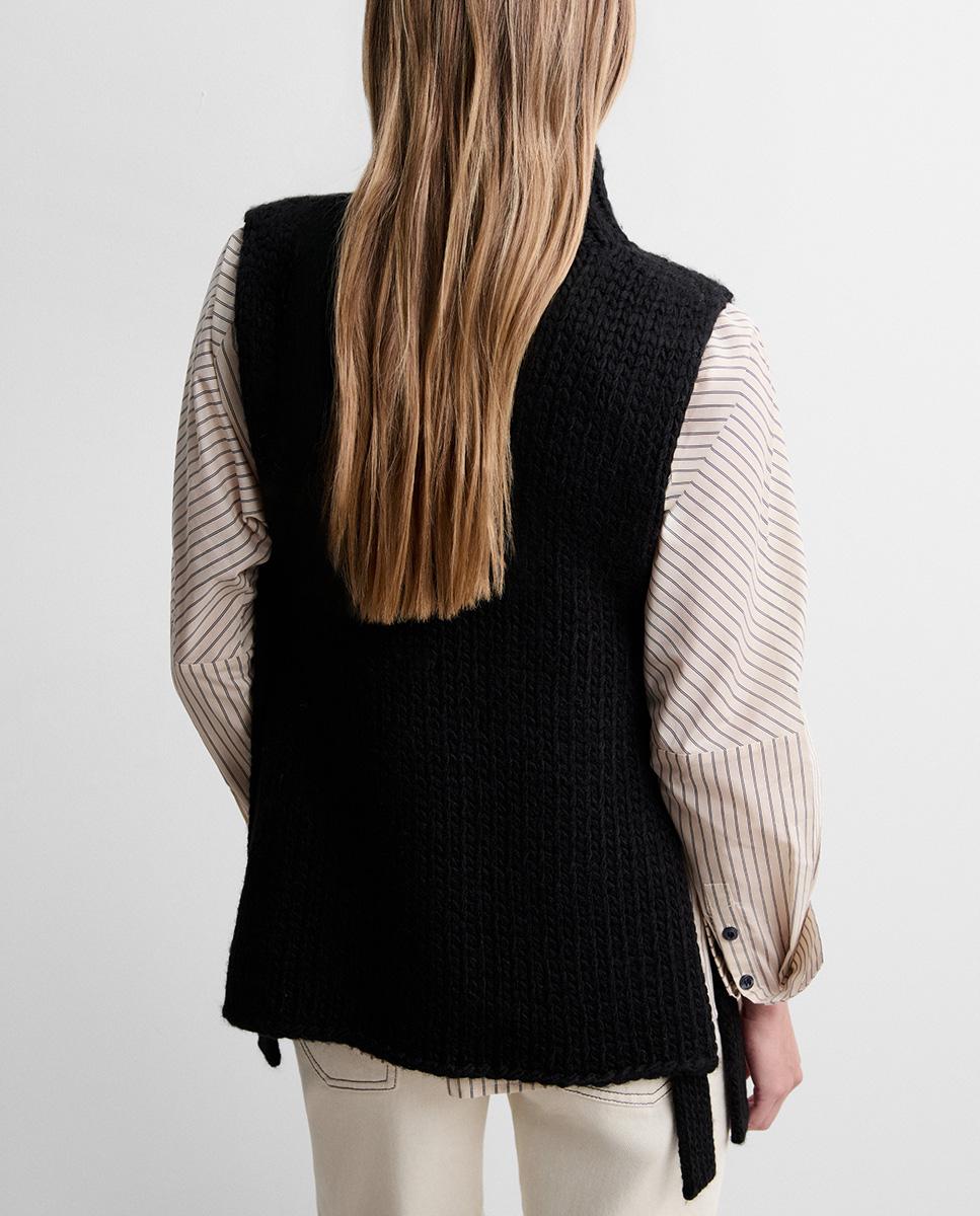 Chaleco de mujer punto botones - Simorra - Negro Negro-5