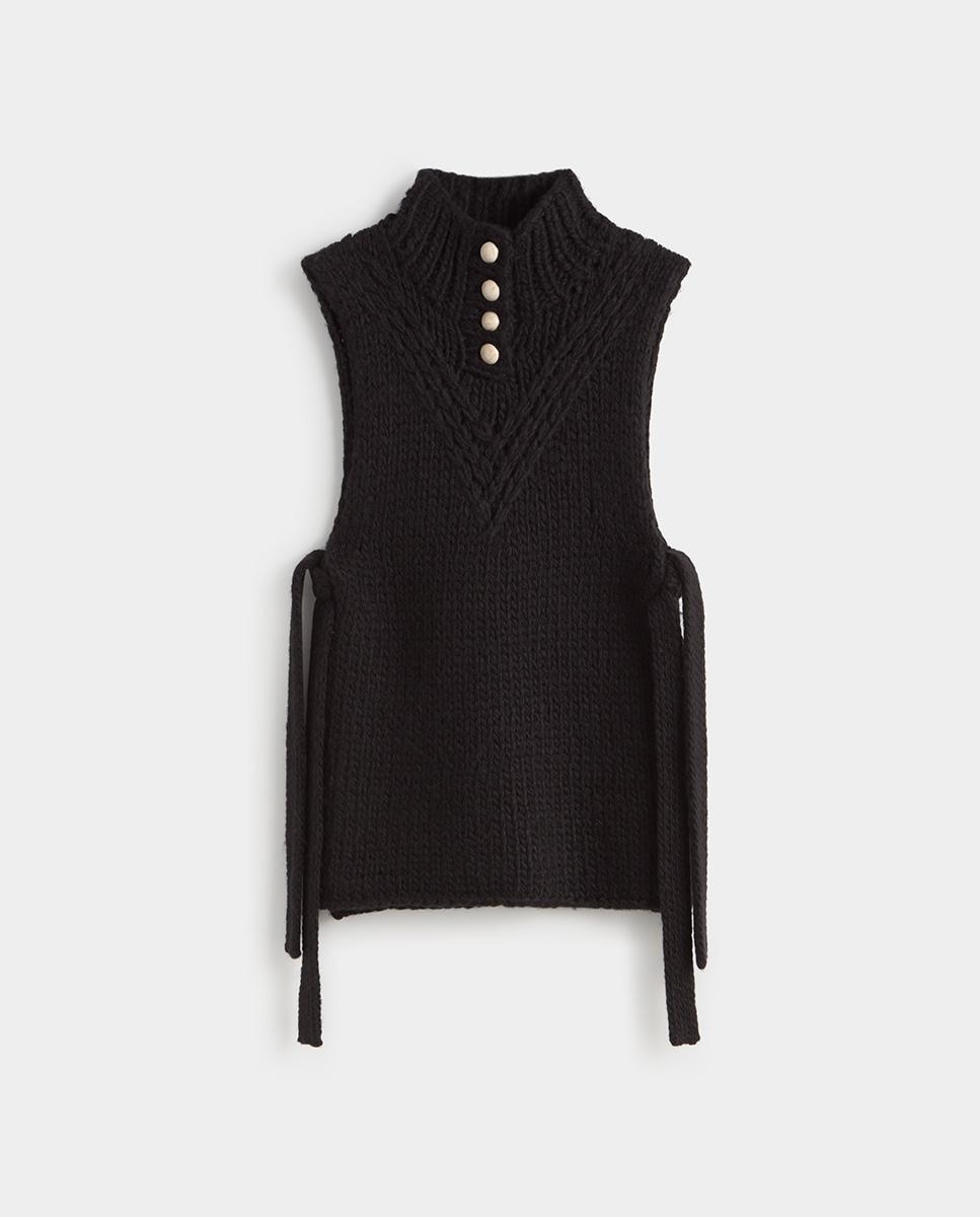 Chaleco de mujer punto botones - Simorra - Negro Negro-6