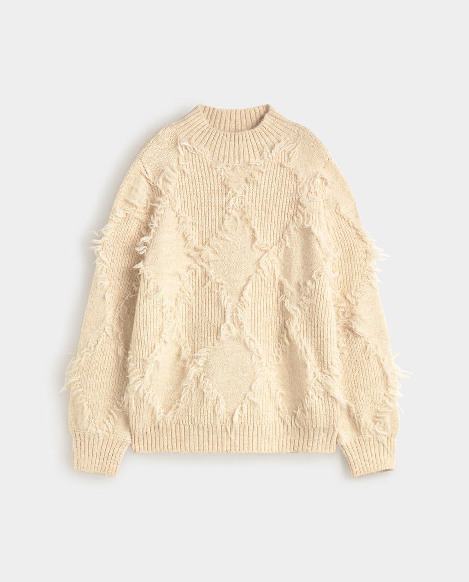 Jersey de mujer rombos desflecados - Simorra - Crudo Crudo-5