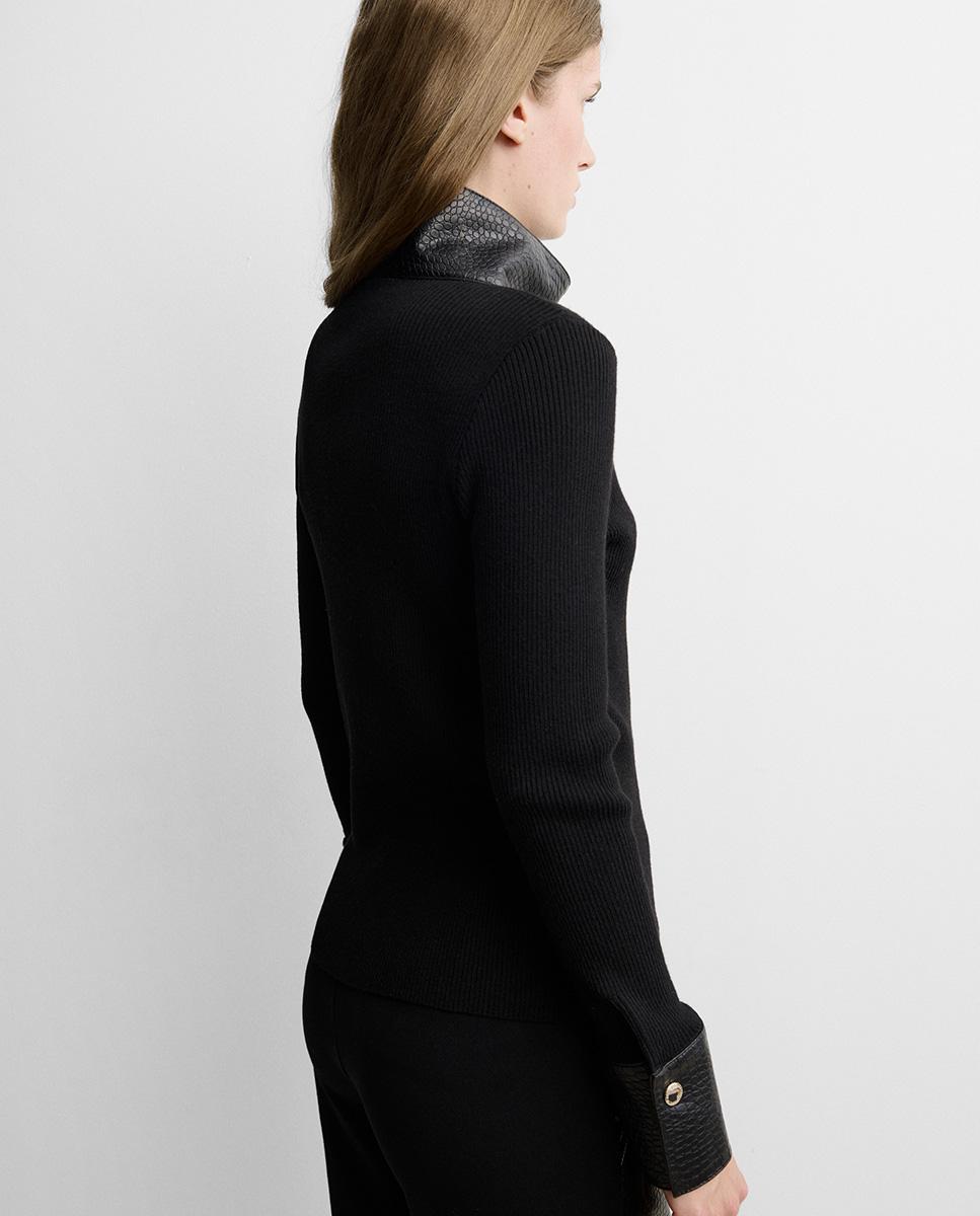 Cárdigan de mujer corto bimateria - Simorra - Negro Negro-4
