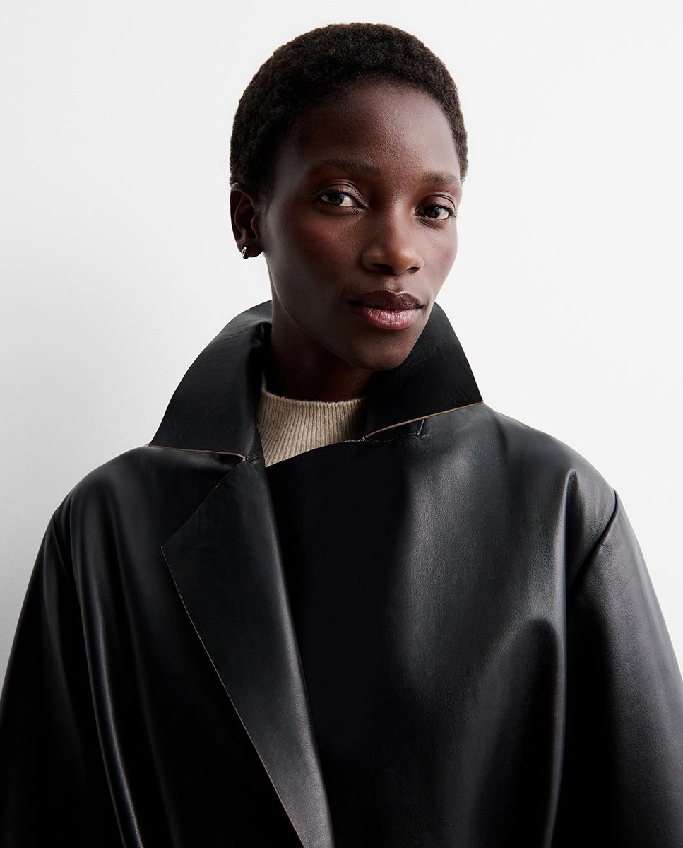 Gabardina de mujer larga napa - Simorra - Azul Negro-3