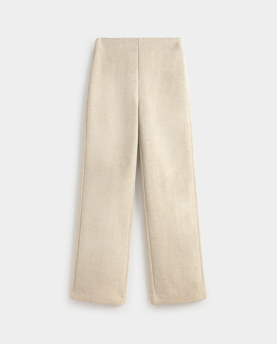 Pantalón de mujer recto tweed - Simorra - Crudo Crudo-4