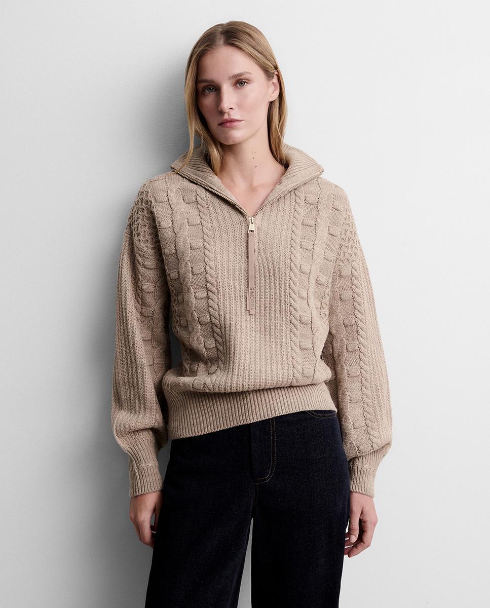 Jersey de mujer punto ochos - Simorra - Beige Beige-2