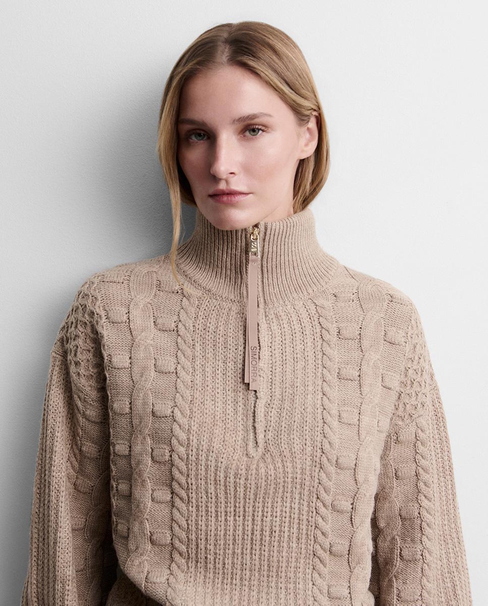 Jersey de mujer punto ochos - Simorra - Beige Beige-3