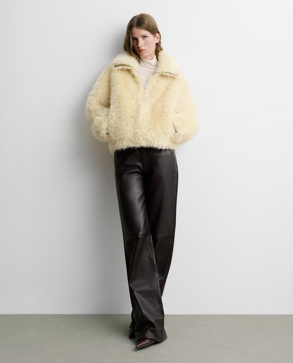 Chaqueta de mujer corta ecopelo - Simorra - Amarillo Amarillo-1