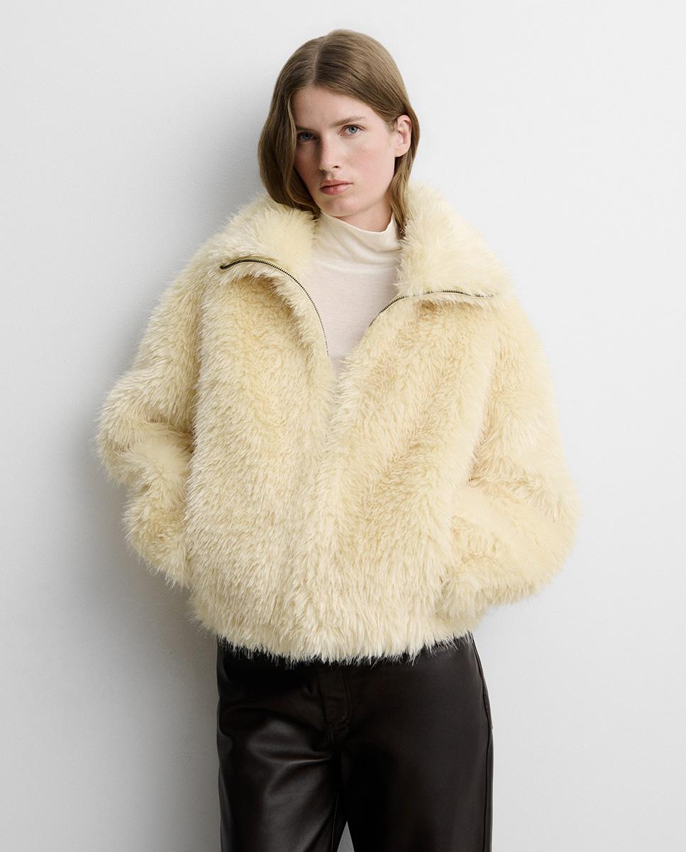 Chaqueta de mujer corta ecopelo - Simorra - Amarillo Amarillo-2