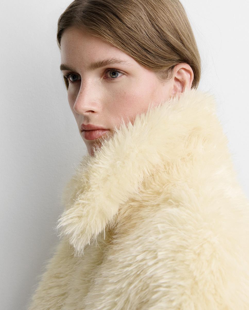 Chaqueta de mujer corta ecopelo - Simorra - Amarillo Amarillo-3