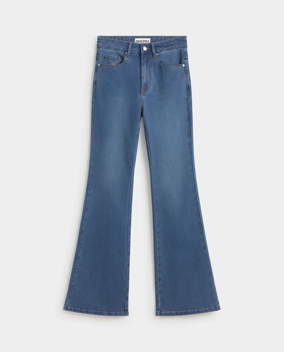 Pantalón de mujer vaquero acampanado - Simorra - Azul Índigo-1