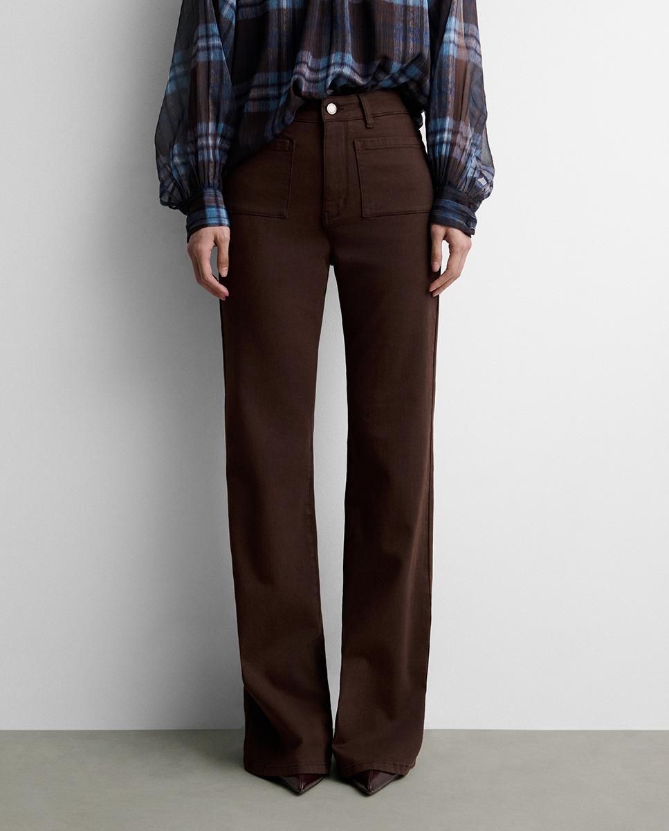 Pantalón de mujer bolsillos parche - Simorra - Marrón Marrón-2