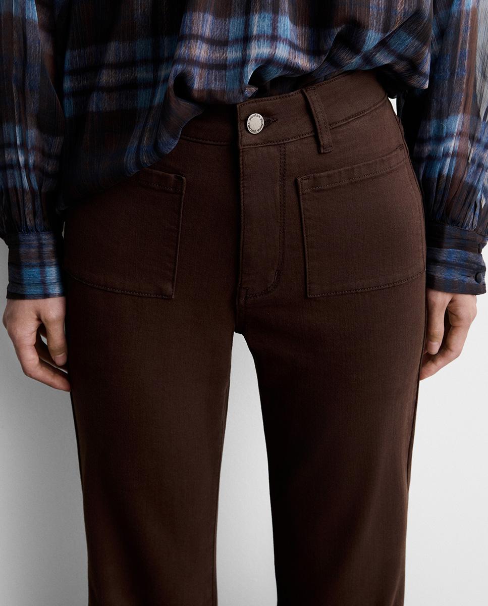 Pantalón de mujer bolsillos parche - Simorra - Marrón Marrón-3