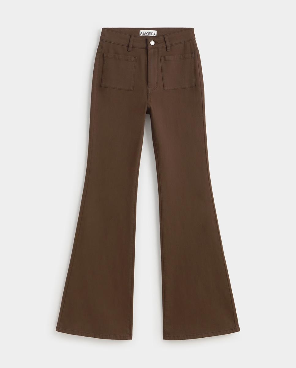 Pantalón de mujer bolsillos parche - Simorra - Marrón Marrón-7