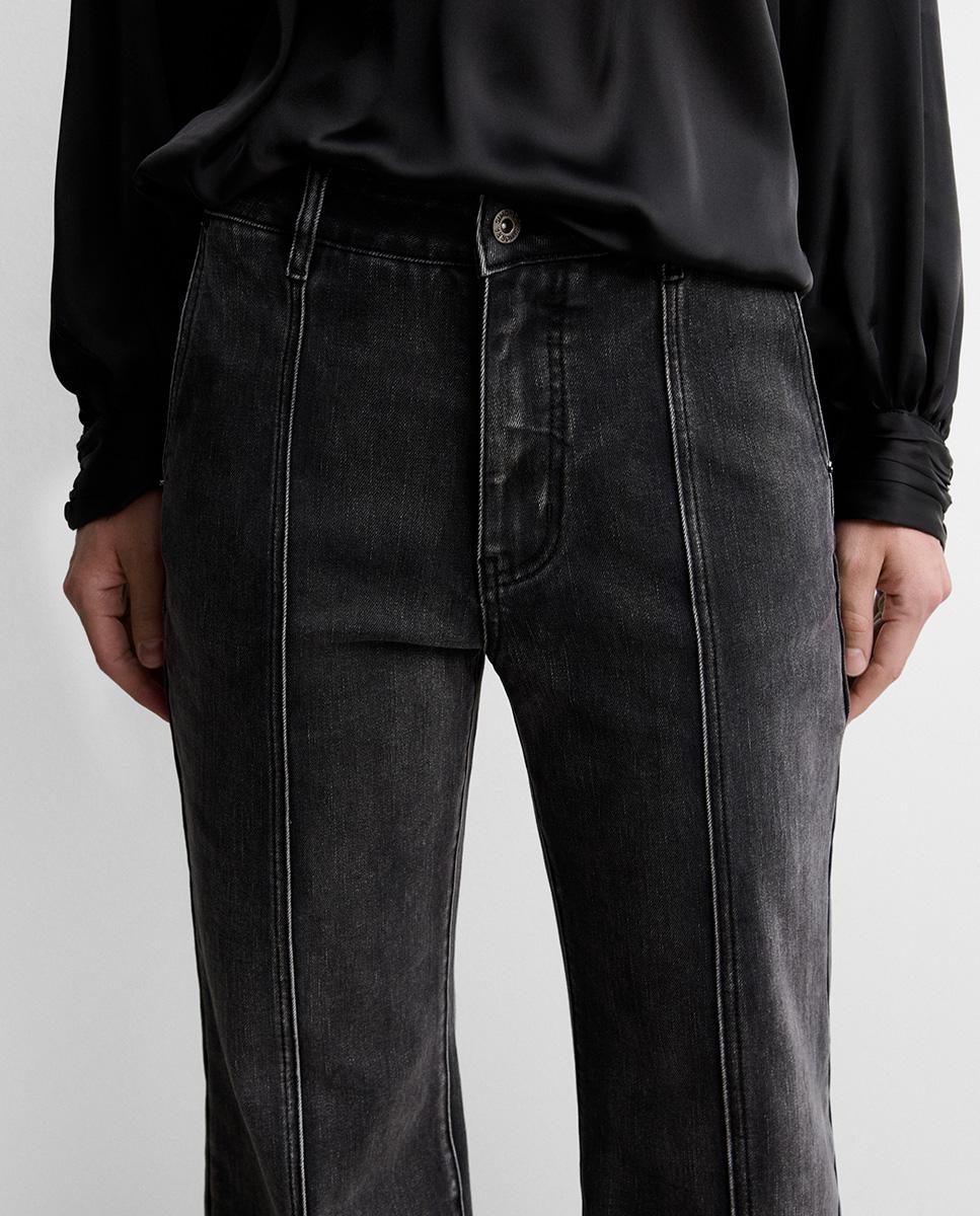 Pantalón de mujer vaquero recto - Simorra - Gris Gris-3
