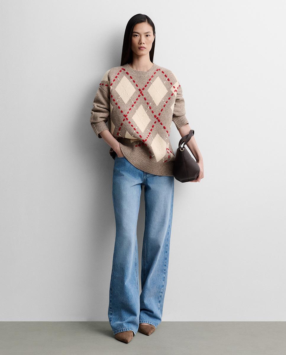 Imagen 0 de Jersey de mujer oversize rombos Visón